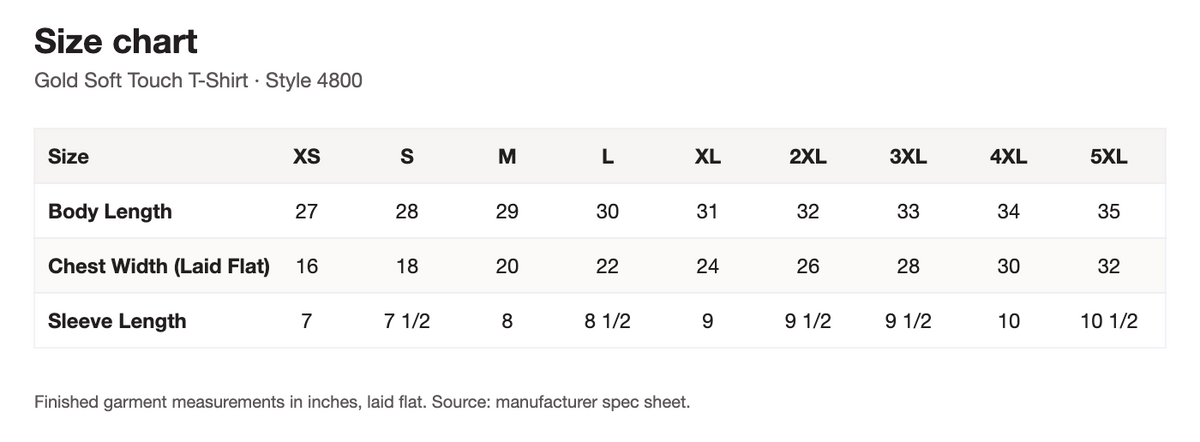 Size chart
