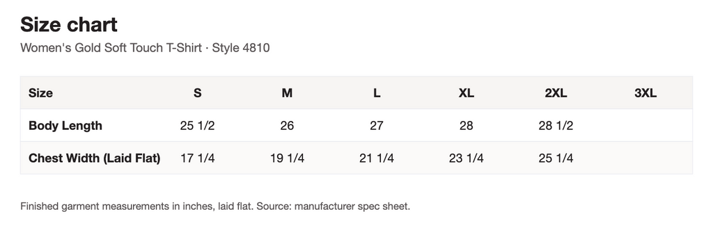 Size chart