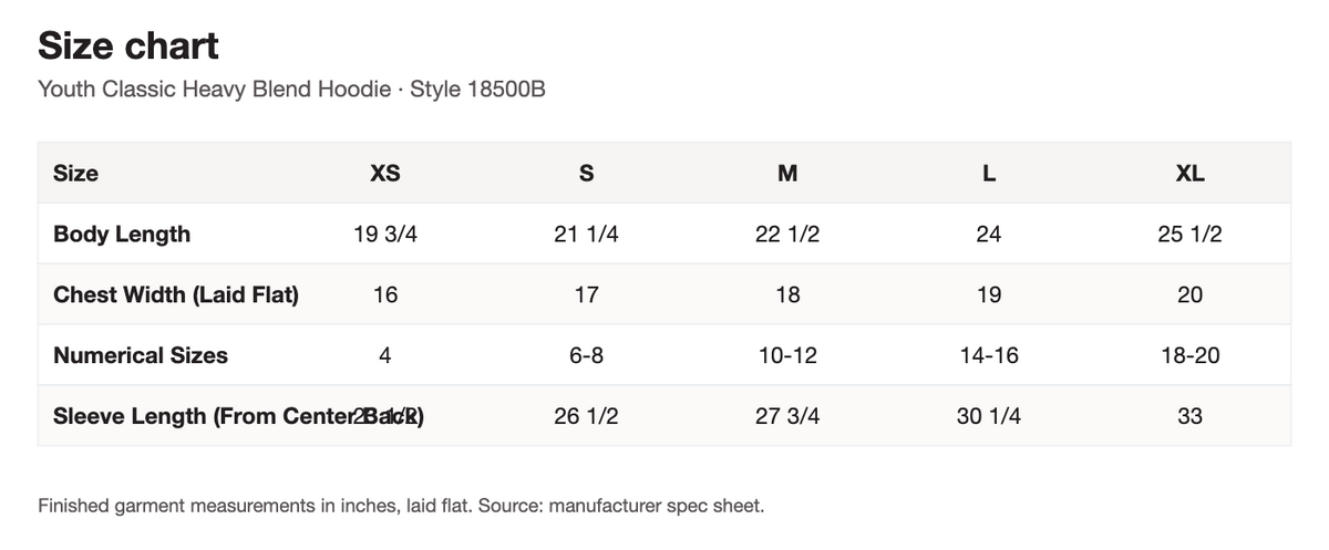 Size chart