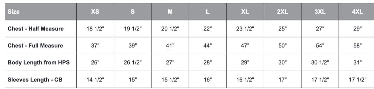 Size chart
