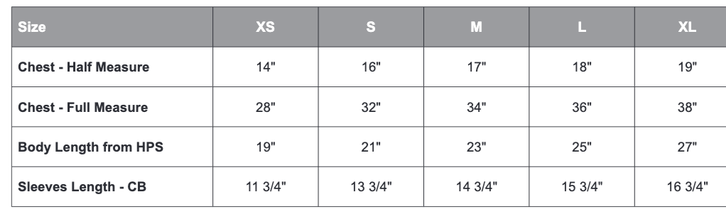 Size chart