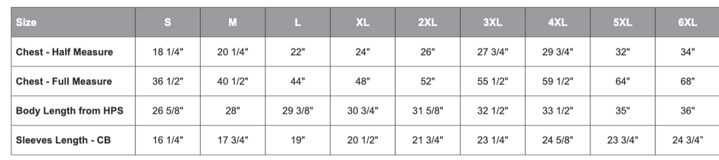 Size chart