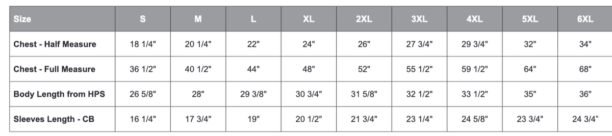 Size chart