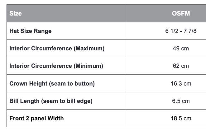 Size chart