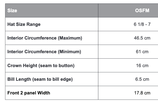 Size chart