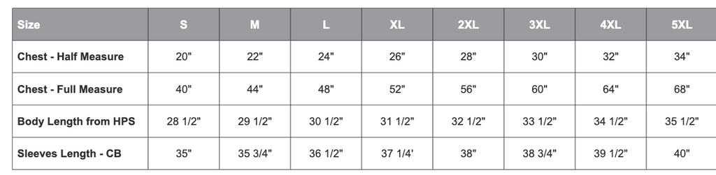Size chart