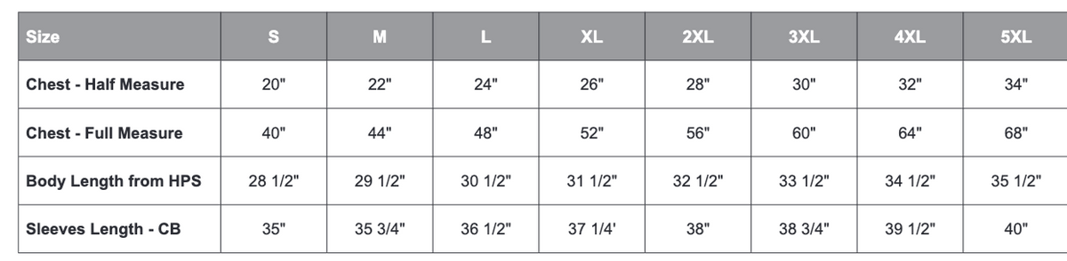 Size chart