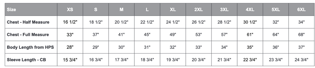 Size chart